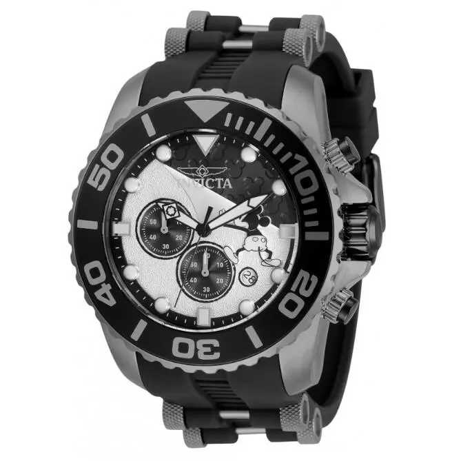 Invicta Disney Limited Edition Mens 50mm Gunmetal Mickey Chronograph Watch 32473 - Dial: Black, Multicolor, White, Band: Black, Bezel: Black