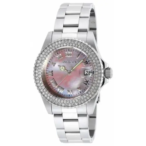 Angel Pink Mop Dial Stainless Steel Ladies Watch 19874 by Invicta