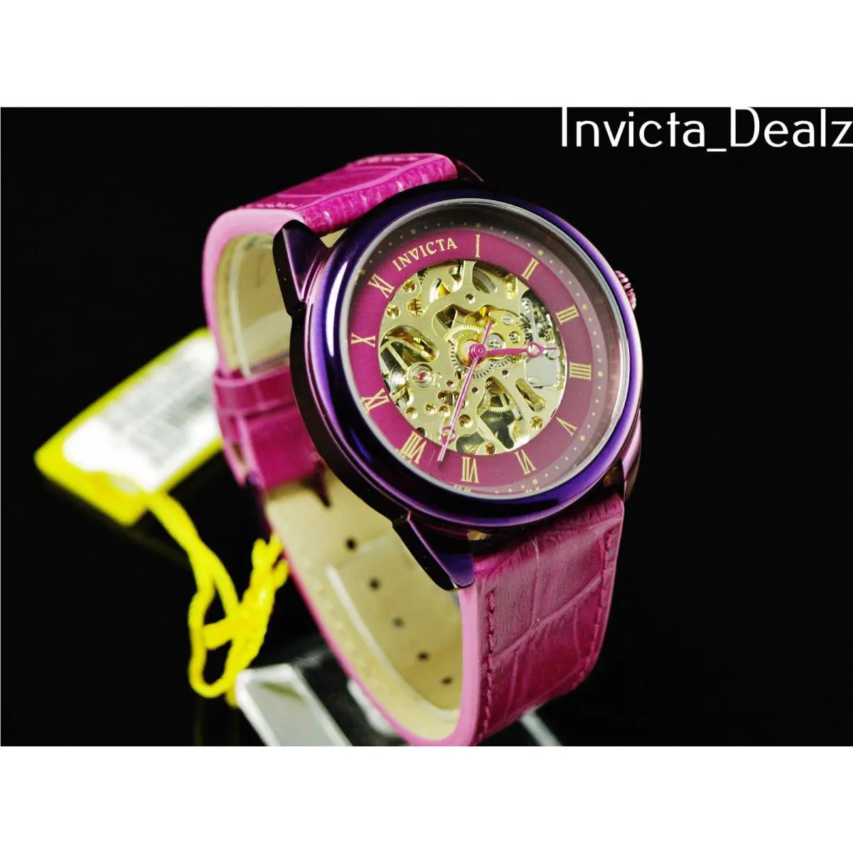 Invicta Men`s 42mm Specialty Mechanical Skeletonized Purple Dial Strap Watch