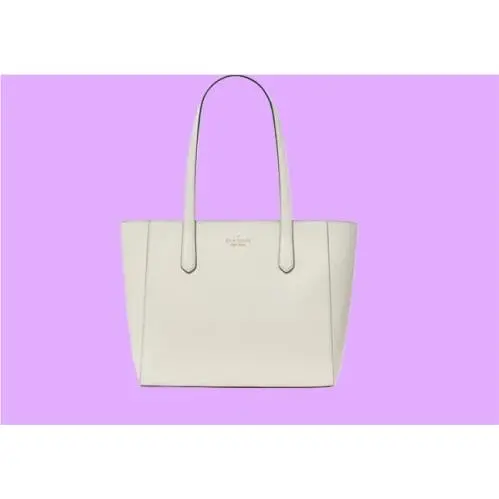 Kate Spade New Ivory Medium Leather Tote w 2 Way Script Logo Lining