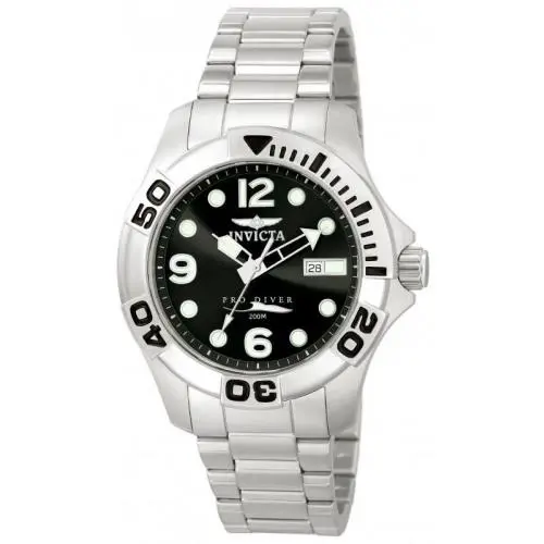 Invicta Men`s 0442 Pro Diver Black Dial Stainless Steel Swiss Quartz Watch