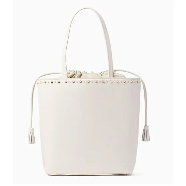 Kate Spade Hayes Street Beige Cream Ivory Leather Hattie Bag Satchel Studs