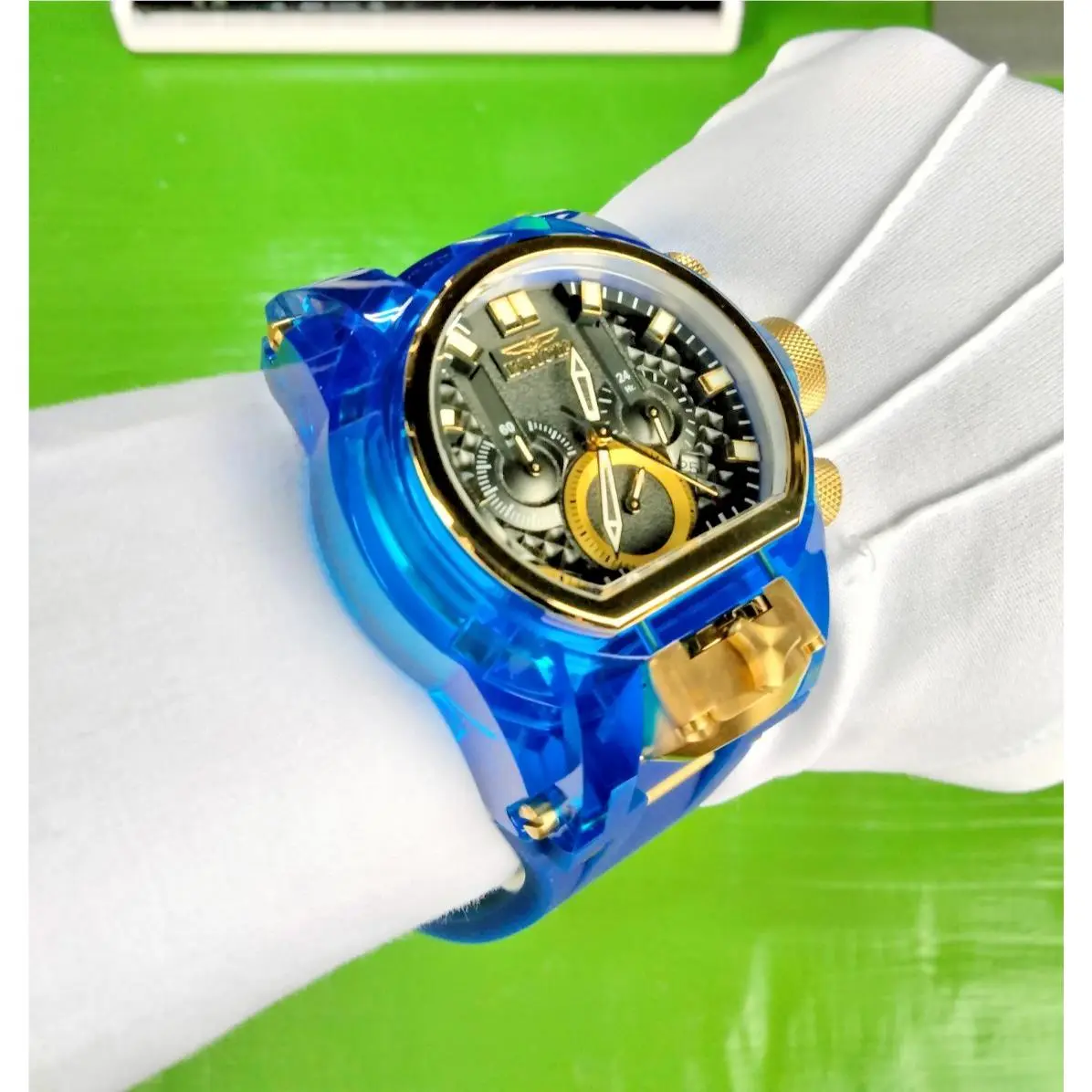 Bolt Zeus Magnum 46476 52mm Blue Gold Chronograph Watch by Invicta