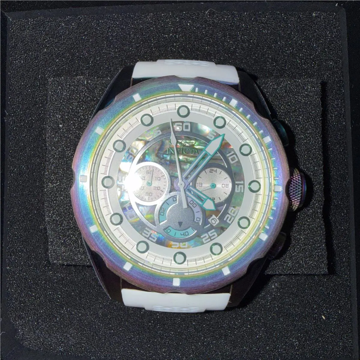 Invicta Speedway Rainbow Iridescent Men`s 50mm Abalone Dial Chrono Watch 41561