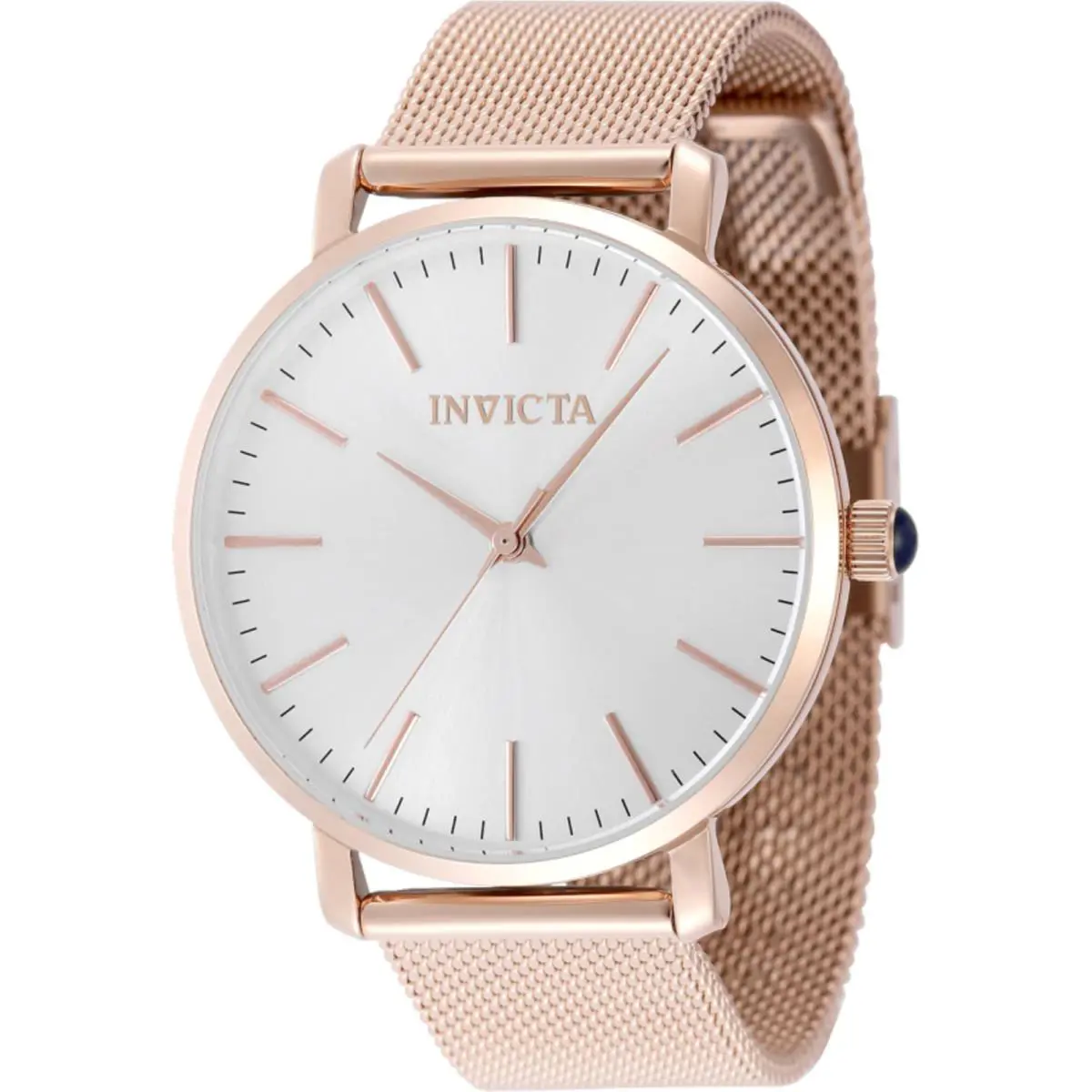 Invicta Women`s Watch Angel Quartz Silver Dial Rose Gold Steel Bracelet 48847 - Dial: Silver, Band: Rose