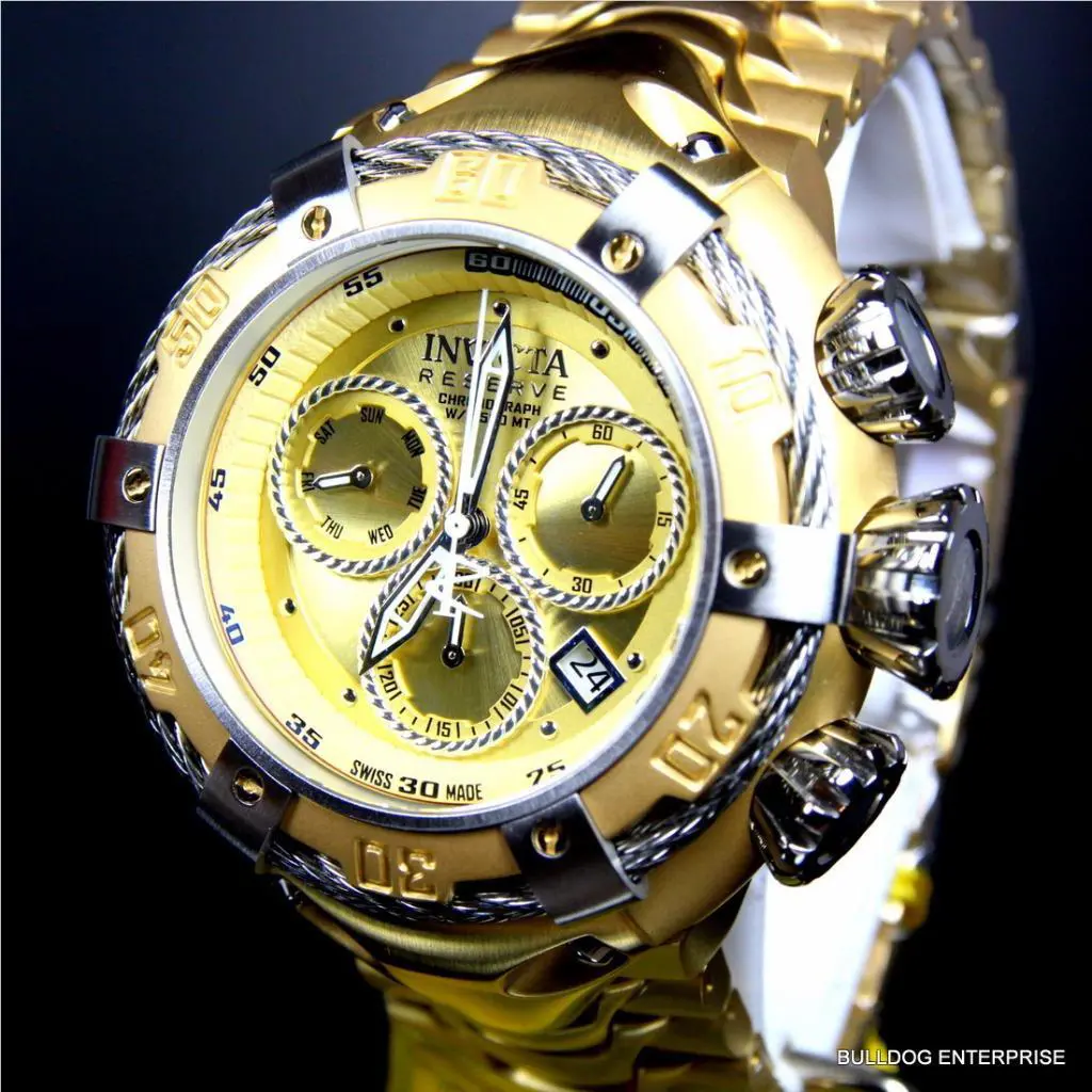 Invicta Reserve Thunderbolt 56mm Gold Plated Swiss Made Chronograph Watch