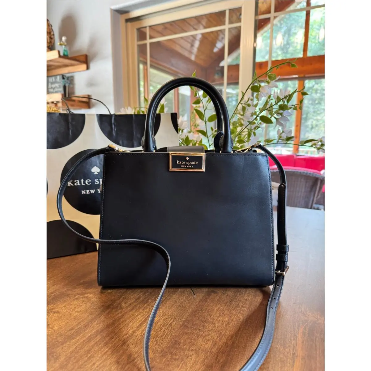 Kate Spade Reegan Top Handle Smooth Leather Satchel Crossbody Purse - KB707