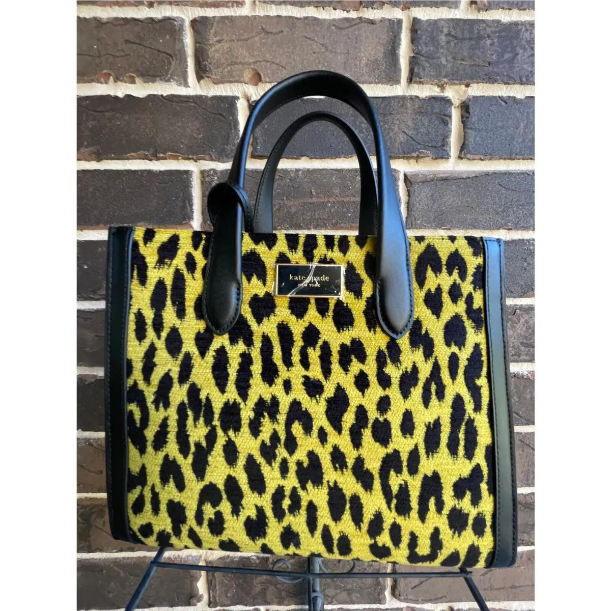 Kate Spade Manhattan Modern Leopard Chenille Small Tote Wild Chamomile