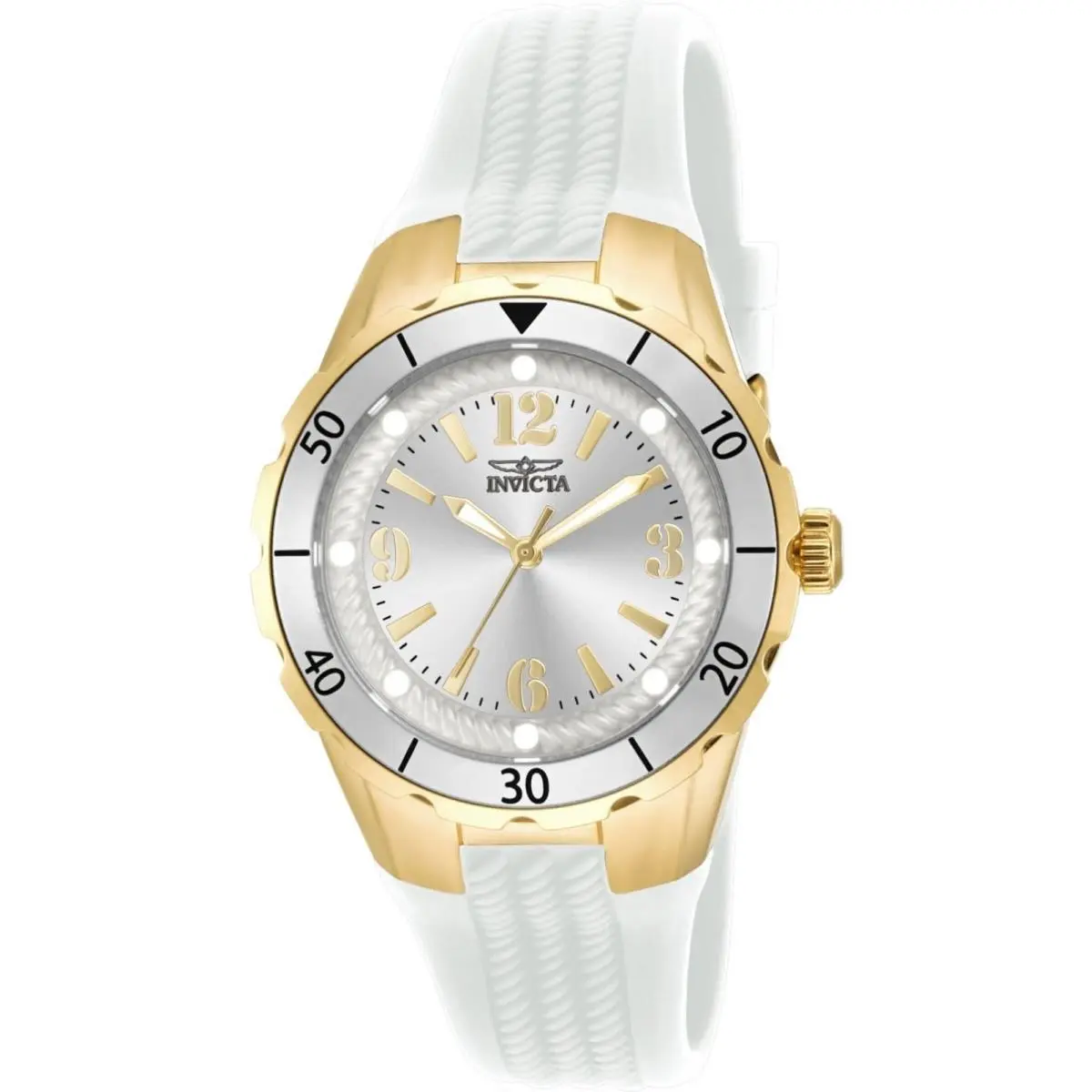 Invicta Women`s Angel 38mm Quartz White Dial White Silicone Watch 17484 - White, Quartz