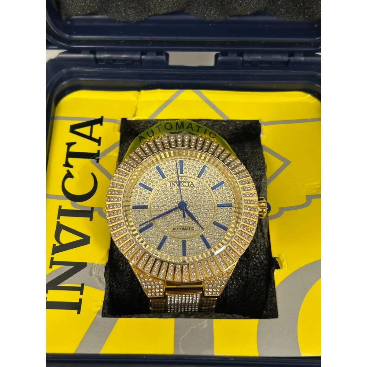 Invicta Specialty Pave Crystal Automatic Men Watch 34587 Gold Tone Case 54 mm
