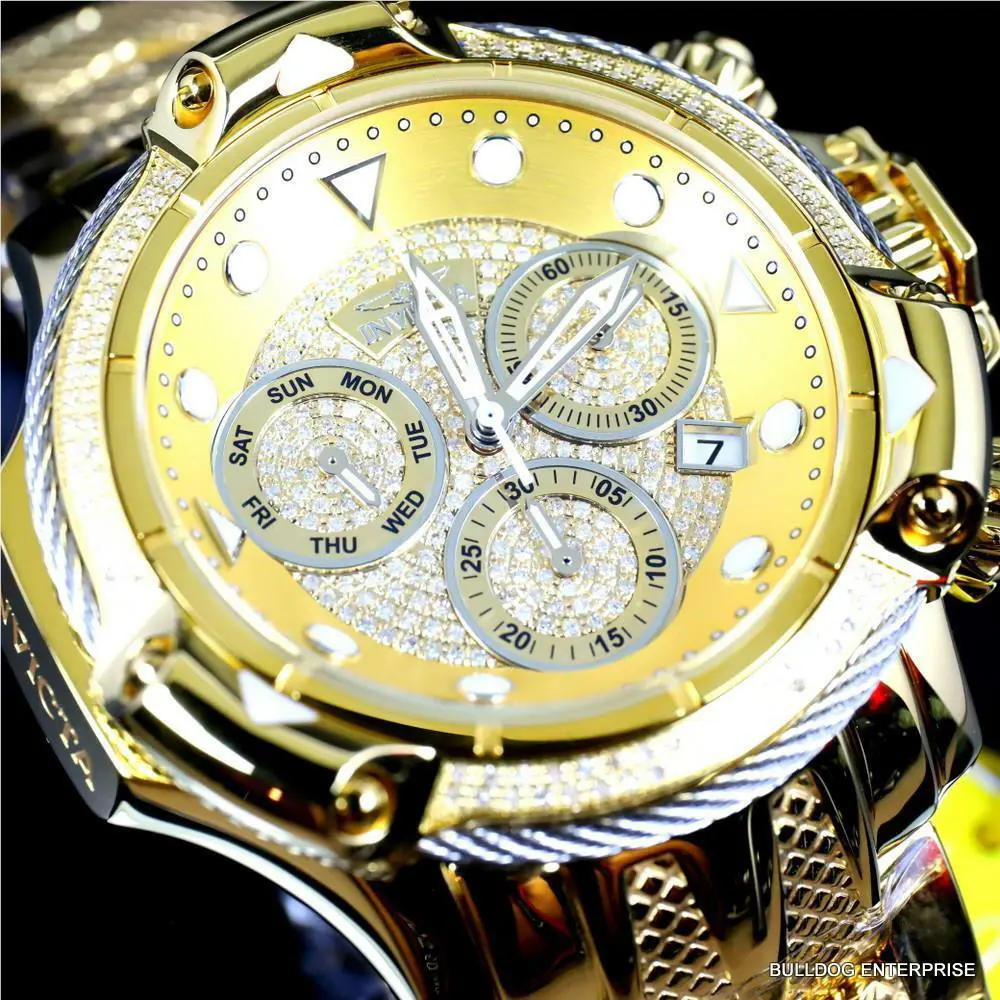 Invicta Subaqua Poseidon Bolt 1.29 Ctw Diamond Swiss Gold Plated 50mm Watch
