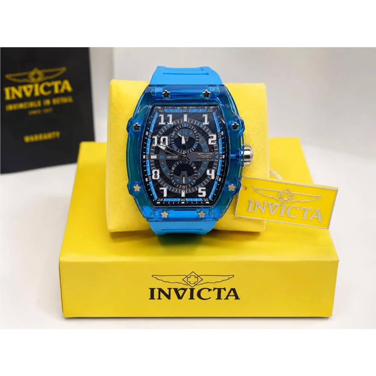 Invicta Racing Cyclone 48444 Blue Transparent Chronograph Watch 48.5mm