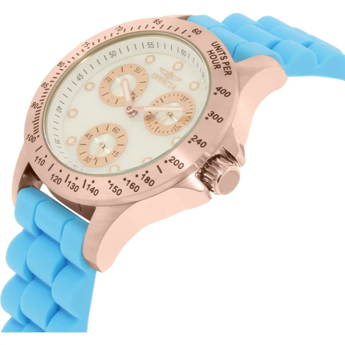 Womens Invicta 21990 Speedway Mop Dial Rose Gold Steel Light Blue Watch