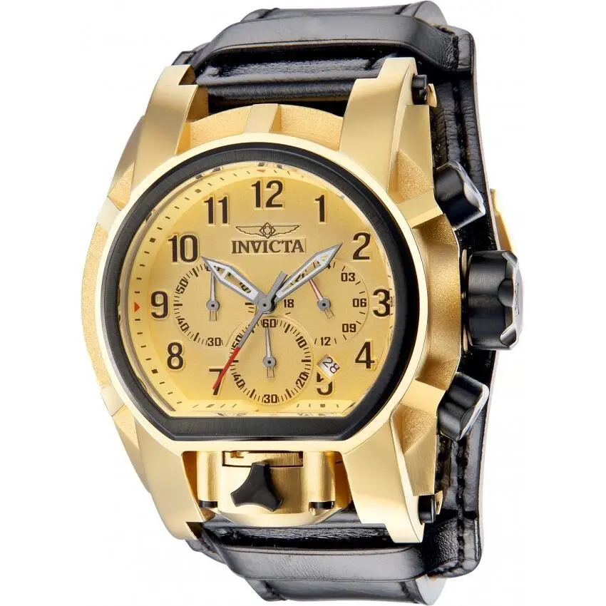 Invicta 40112 Men`s 52mm Bolt Zeus Magnum Dual Time Gold Dial Chronograph Watch