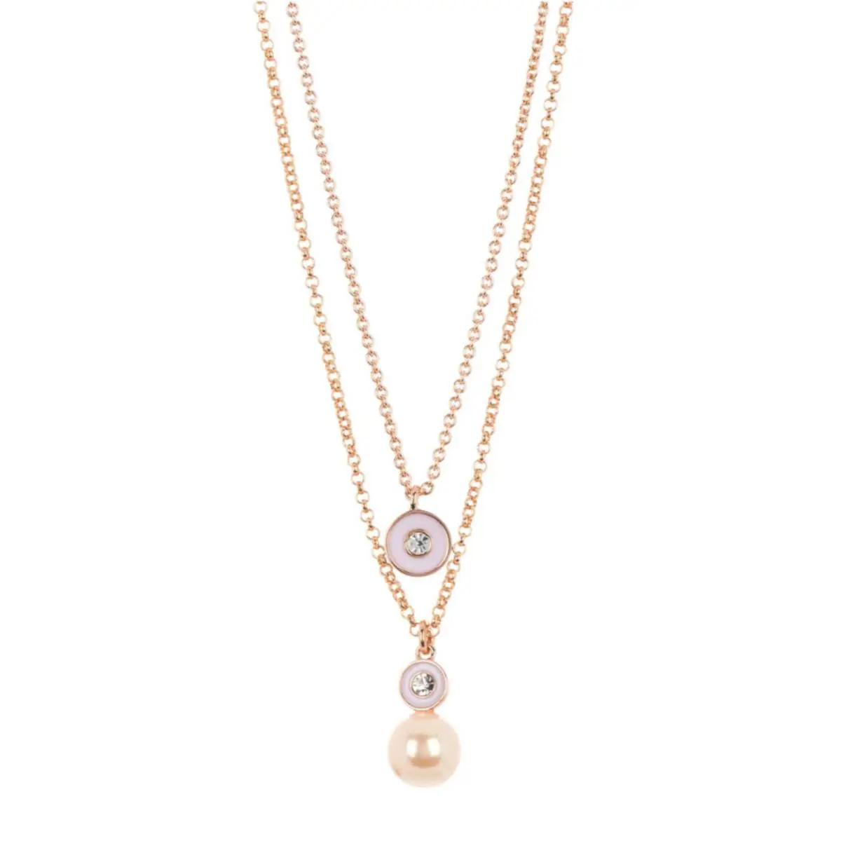 Kate Spade Blush Multi Rose Gold Pearly Delight Double Necklace Pearl Crystals