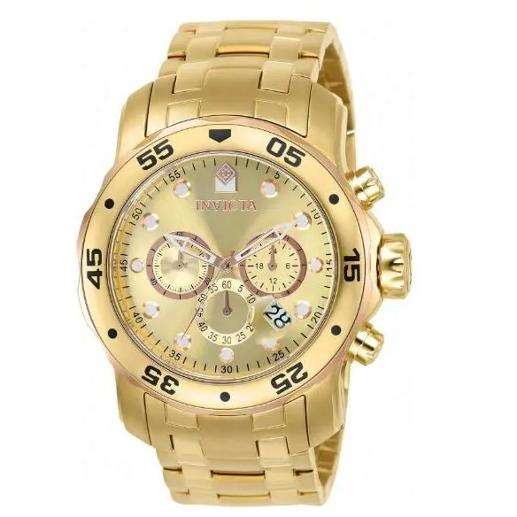 Invicta Pro Diver Scuba 18K Gold Plated Gold Watch - - Need Batery
