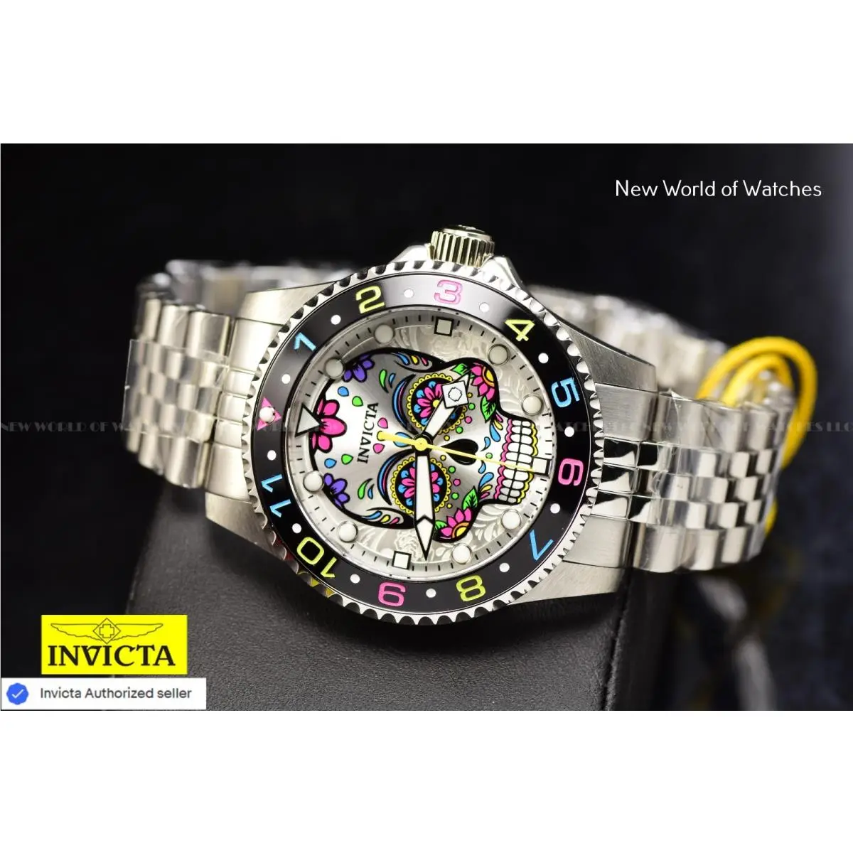 Invicta Men`s 40mm Pro Diver Latam Exclusive Dia De Lous Muertos Steel Tone Watc