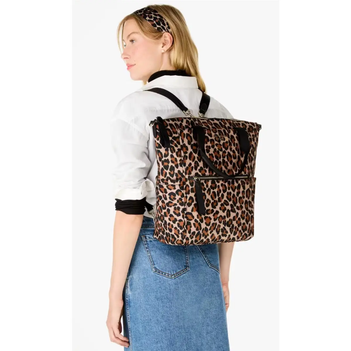 Kate Spade Chelsea Leopard Large Nylon Backpack KI375 Leopardo Gift Bag