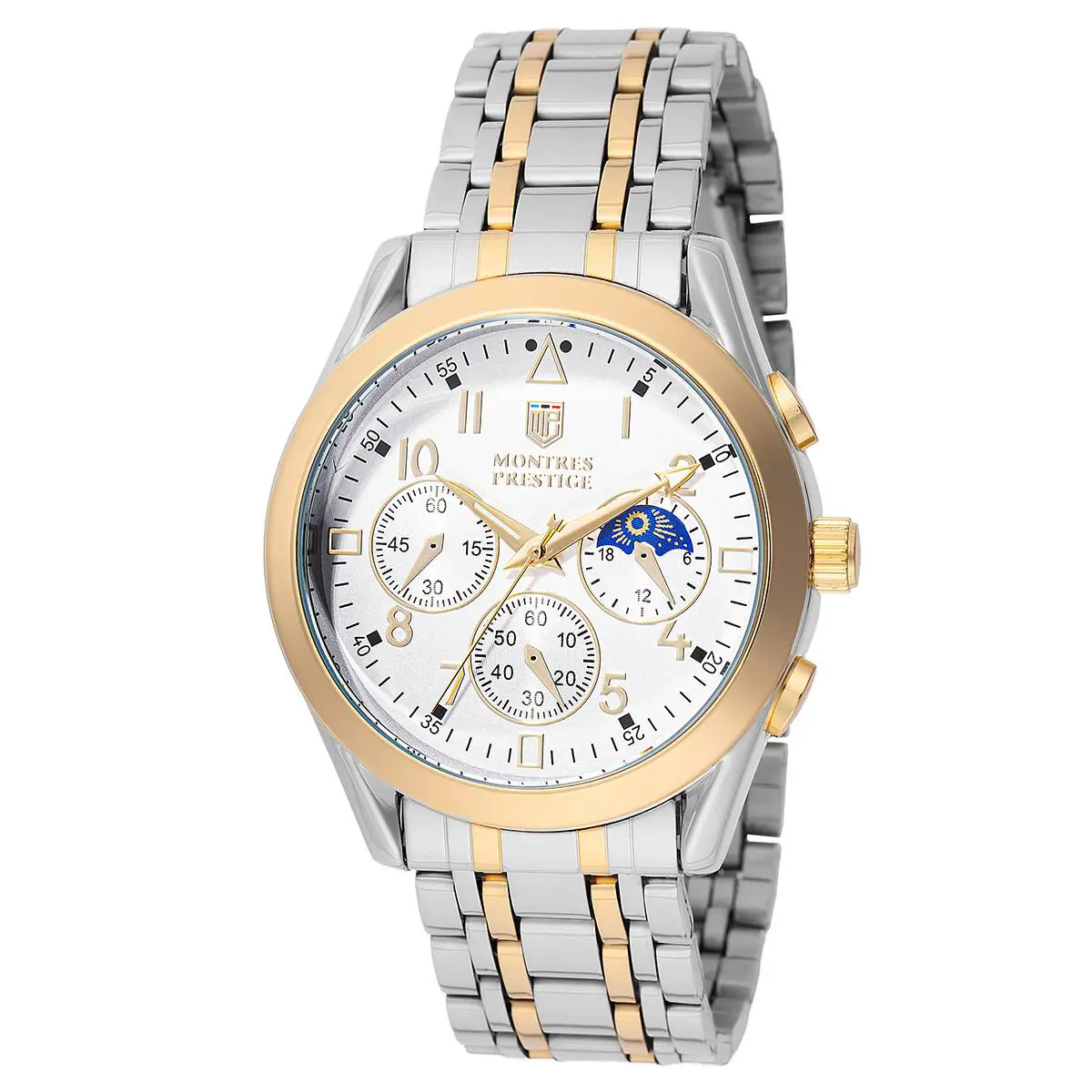 Invicta X Montres Prestige Men`s 40mm Steel Gold Watch - Dial: White, Band: Gold, Bezel: Gold