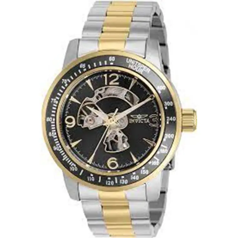Invicta Men`s Specialty Black Skeleton Dial Two Tone Bracelet 38560 Watch