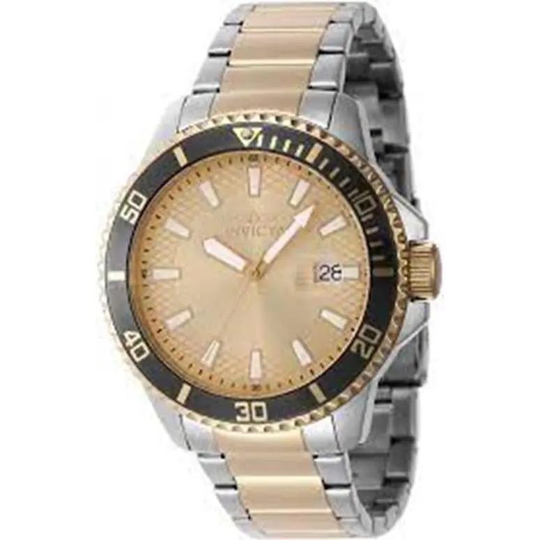 Invicta Chronograph Pro Diver Quartz Gold Dial Two Tone Men`s Watch 46144