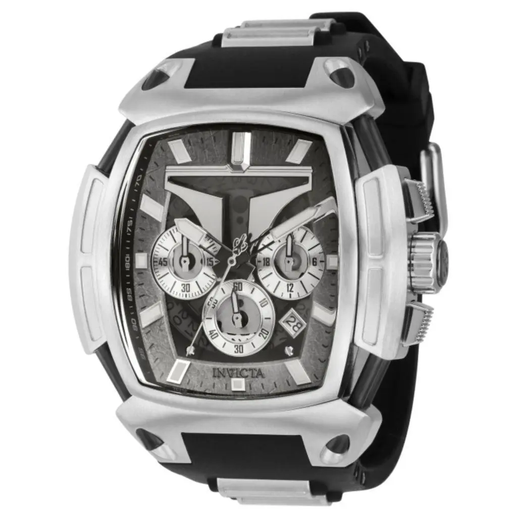 Invicta Star Wars Mandalorian Men`s 53mm Diablo Limited Chronograph Watch 37371 - Dial: Gray, Multicolor, Silver, Band: Black, Bezel: Gray, Silver