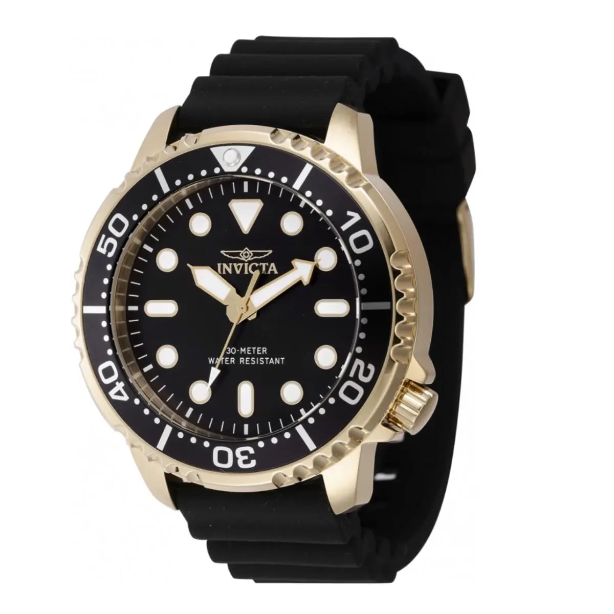 Invicta Pro Diver Men`s 48mm Black Dial Lume Markers Gold Quartz Watch 47226