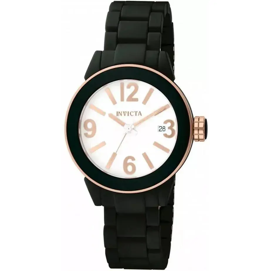 Invicta 1166 Women`s Black Rose Tone Matte Black Ceramic Bracelet 40mm Watch