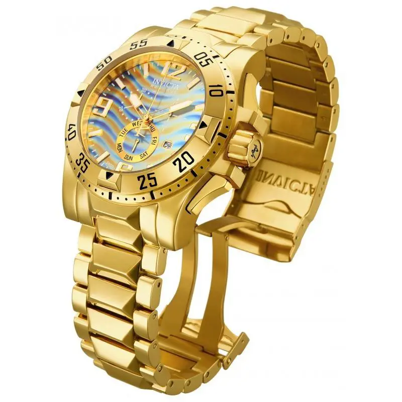 Invicta 15976 Excursion Yellow Gold Swiss Diver 200 M Blue-gold Dial 15975