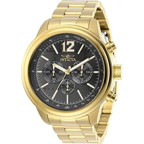 Invicta Gold-tone Stainless Steel Charcoal Dial 28900 Men`s Watch