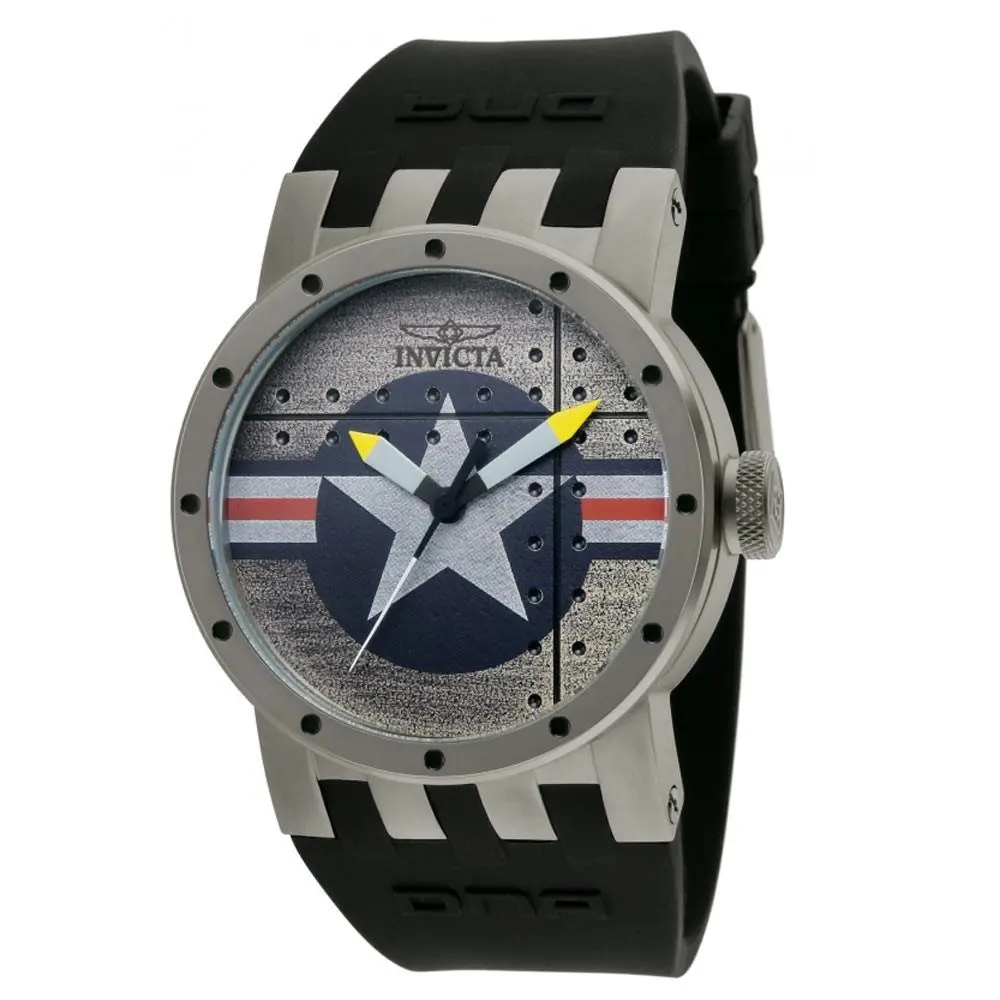 11649 Men`s Dna Bomber Black Rubber Strap Silver Tone Dial Quartz Watch by Invicta