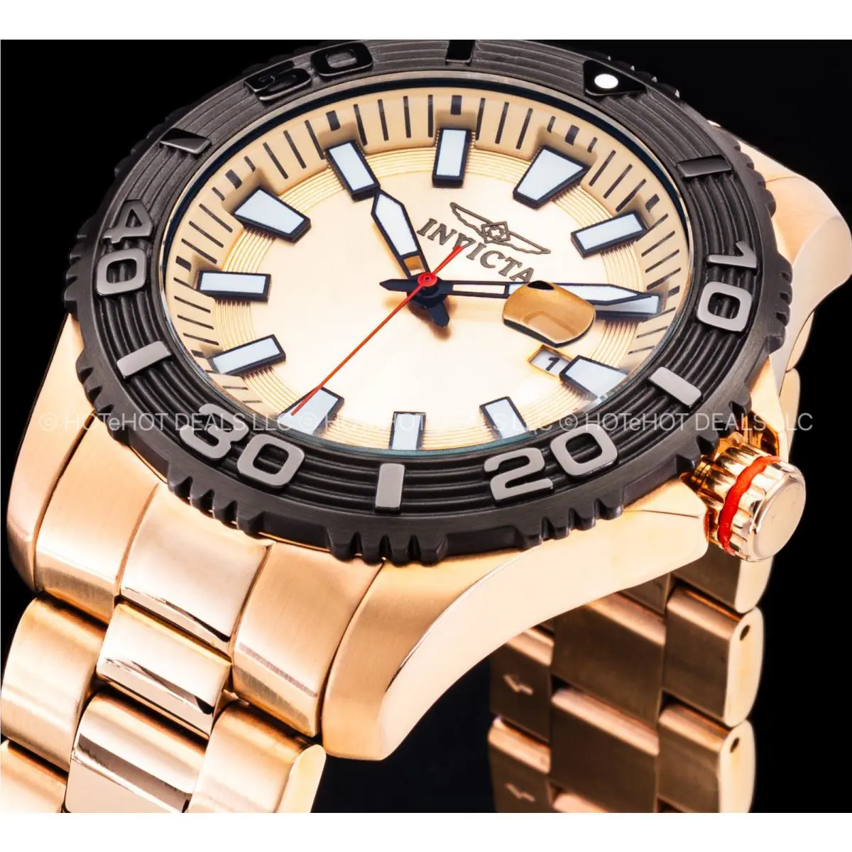 Invicta 45mm Mens Pro Diver Rose Gold Stainless S Bracelet Bold Style 100M Watch