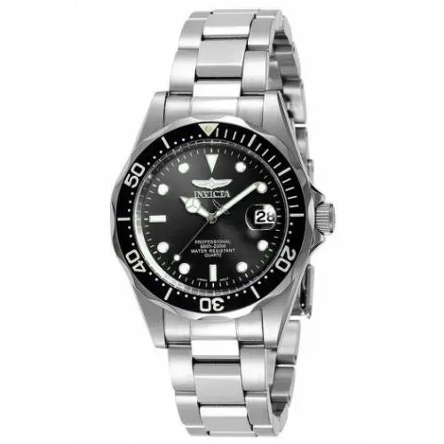 Invicta Pro Diver Men`s Quartz 37.5MM Stainless Steel Case Black Dial