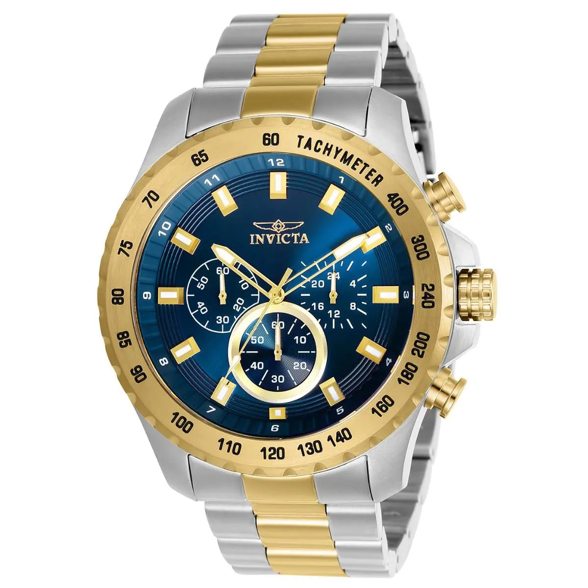 Invicta Men`s Speedway Blue Chronograph Dial Gold/silver 48mm Watch