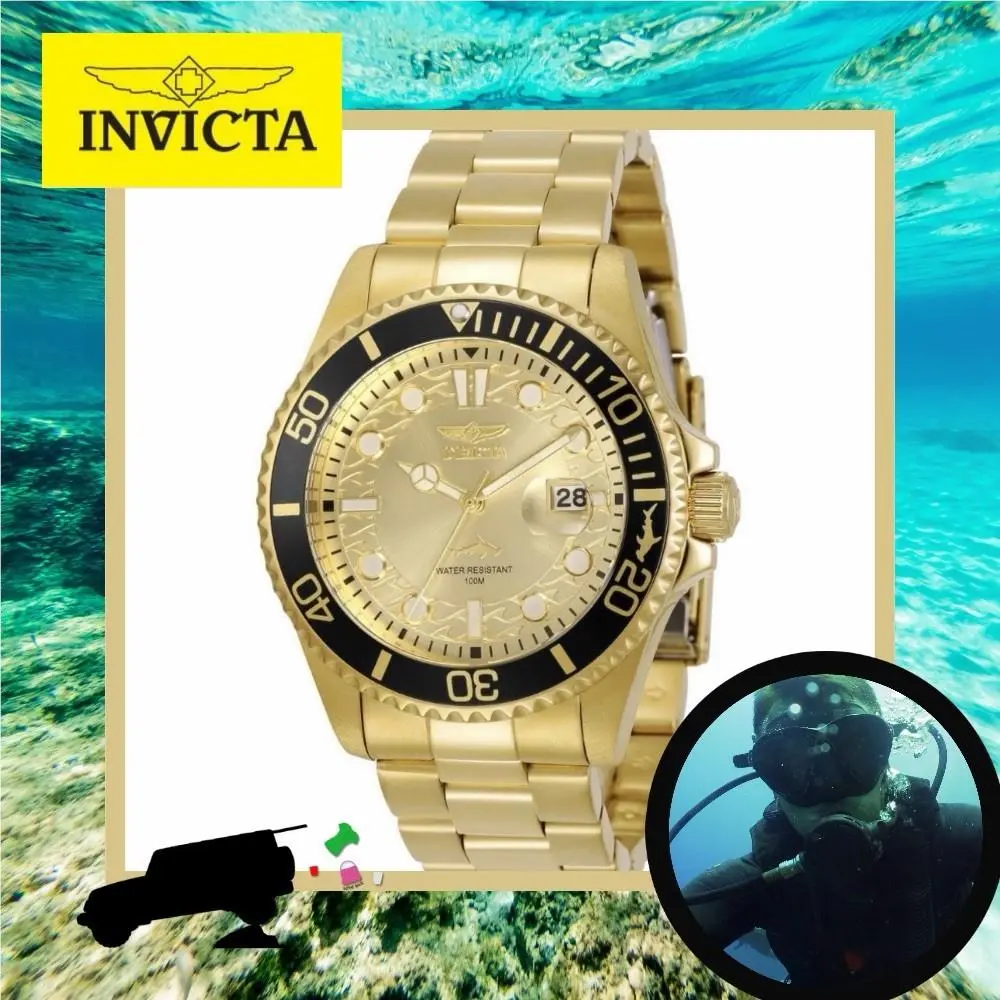 Pro Diver Currentwave Men’s Watch 43mm 100M Gold 30025 by Invicta