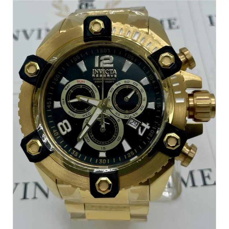 Invicta Reserve Octane Swiss Ronda Z60 Men`s Watch w/ Mop Dial-56mm Gold 15827