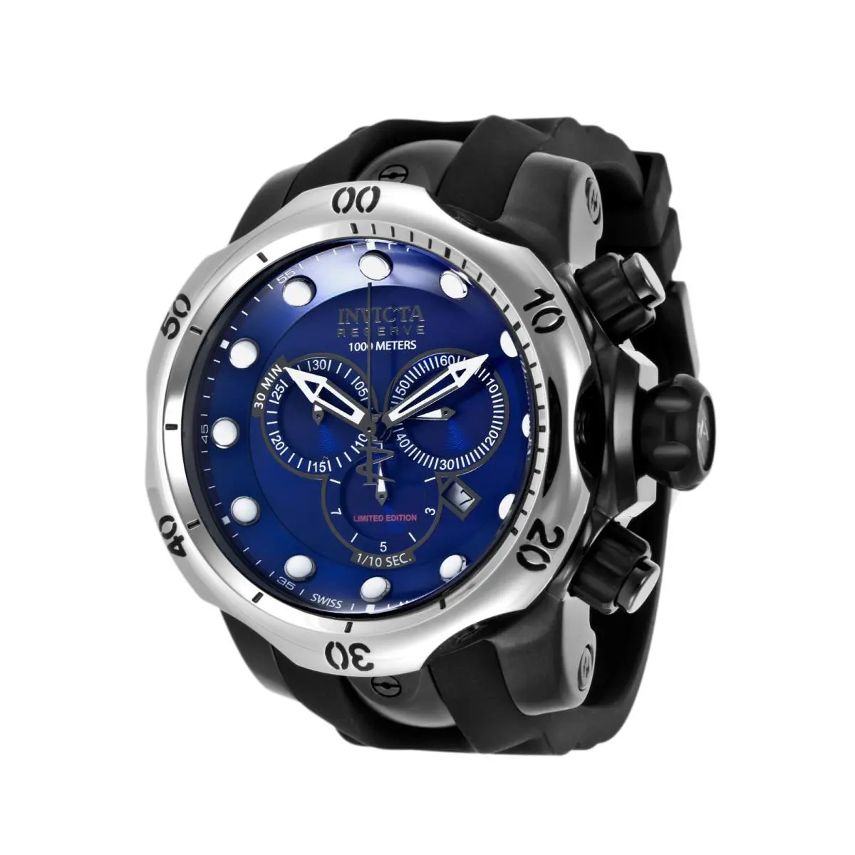 Invicta Men`s Limited Edition Venom Swiss Quartz Black Blue Dial Watch
