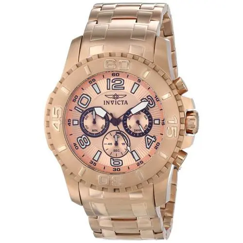 Invicta 15023 Pro Diver Rose Dial Rose Gold Chronograph Men`s Watch