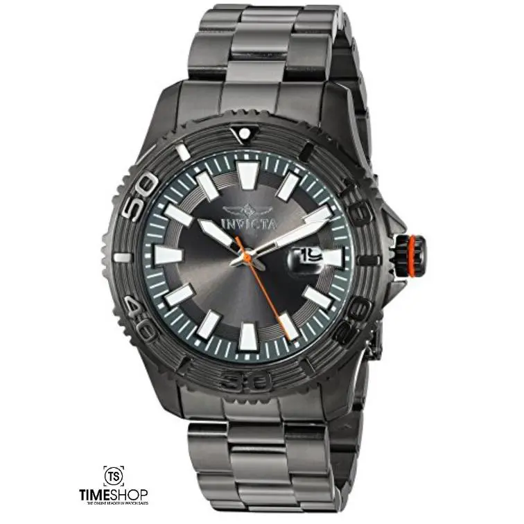 Invicta Pro Diver Black Dial Gunmetal Stainless Steel Quartz Men`s Watch 22410