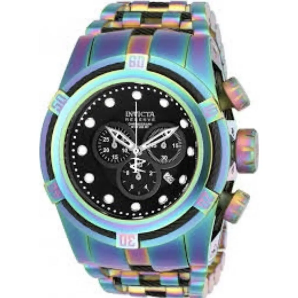 Invicta 22839 Reserve Bolt Zeus Men’s Watch Stainless Steel - Dial: Black, Band: Iridescent, Bezel: Iridescent