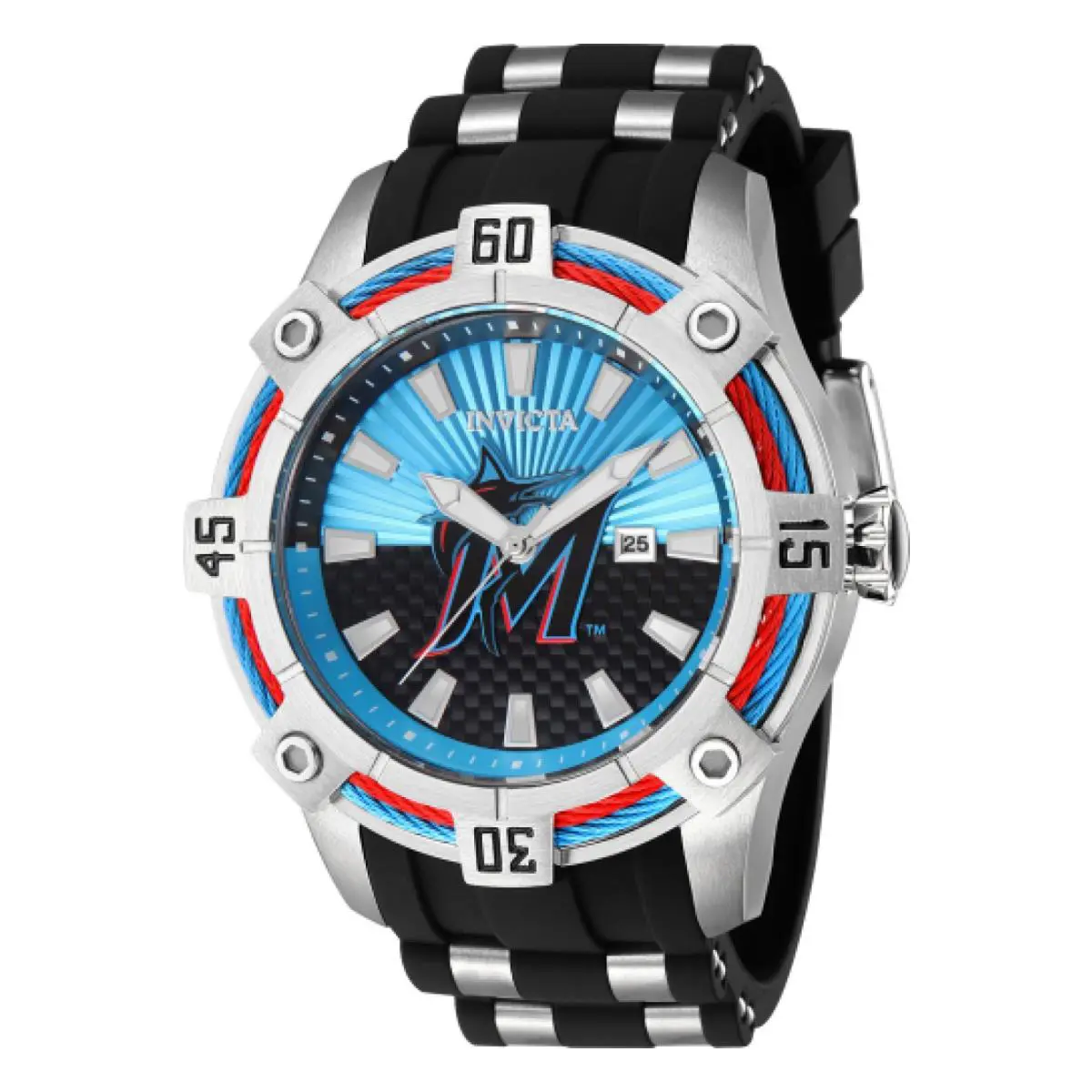 Invicta 43273 Mlb Miami Marlins Quartz 52mm Two Tone Men`s Wrist Watch