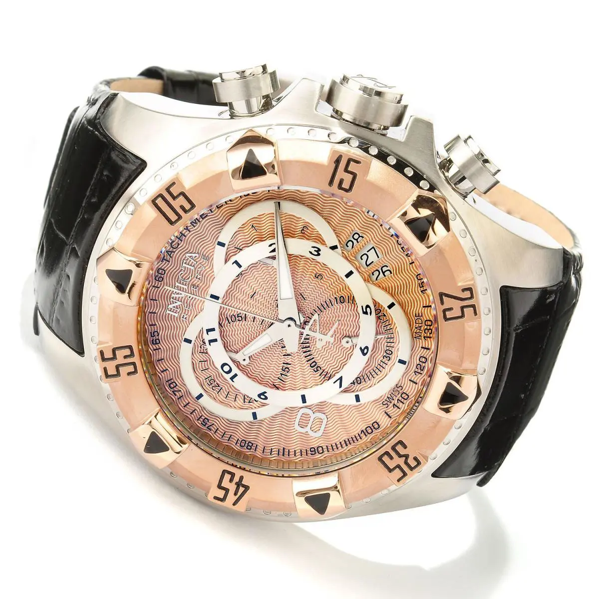Swiss Made Invicta 11013 Reserve Excursion Chronograph Rose Dial Men`s Watch