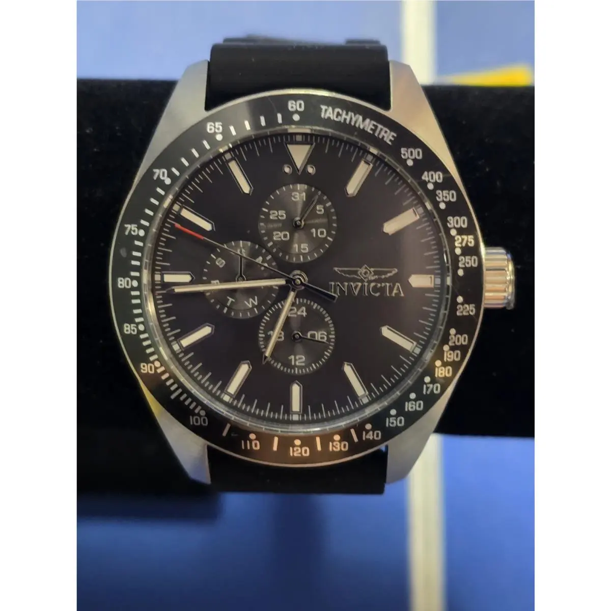 New-invicta Aviator Quartz Watch-45mm-Charcoal Dial - Black Silcone Band