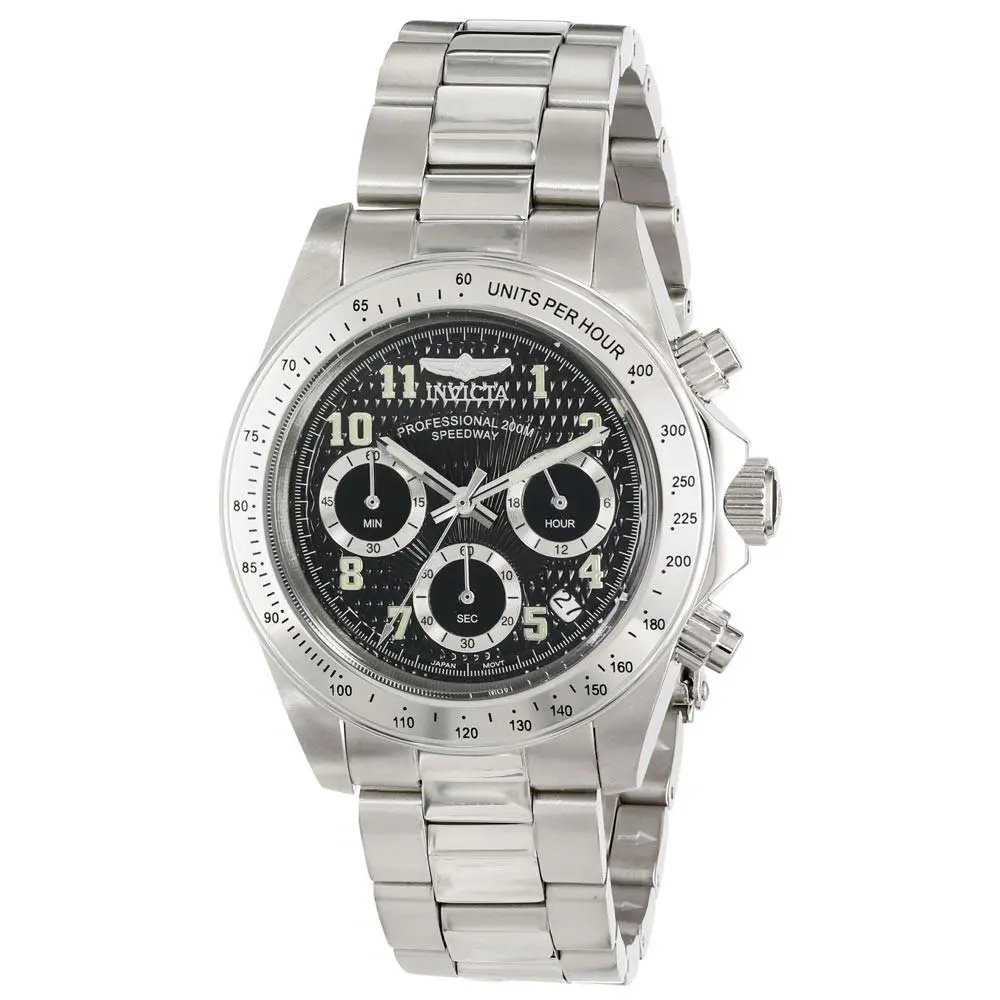 Invicta Men`s Watch Speedway Black Quartz Chronograph Diver SS Bracelet 17025