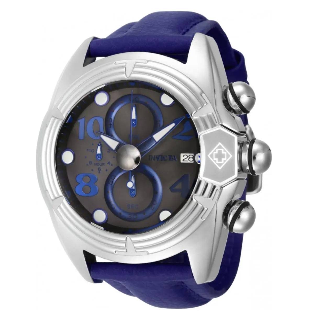 Invicta Lupah Horizon Men`s 52mm Blue Fly-back Chronograph Watch 43877 - Dial: Black, Blue, Gray, Multicolor, White, Band: Blue, Bezel: Silver