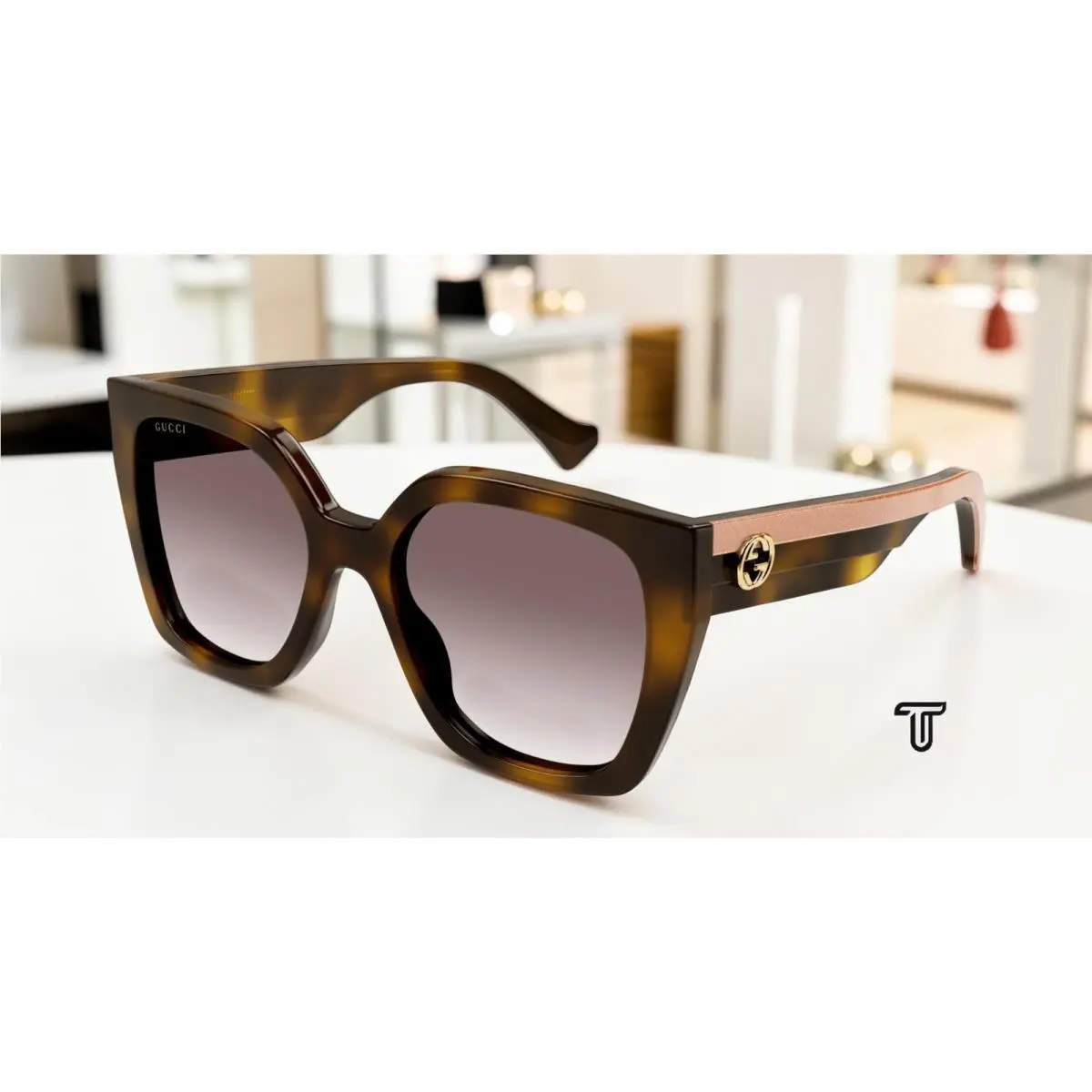 Gucci GG1300S 003 Butterfly Acetate Havana Crystal Brown 55mm Women`s Sunglasses