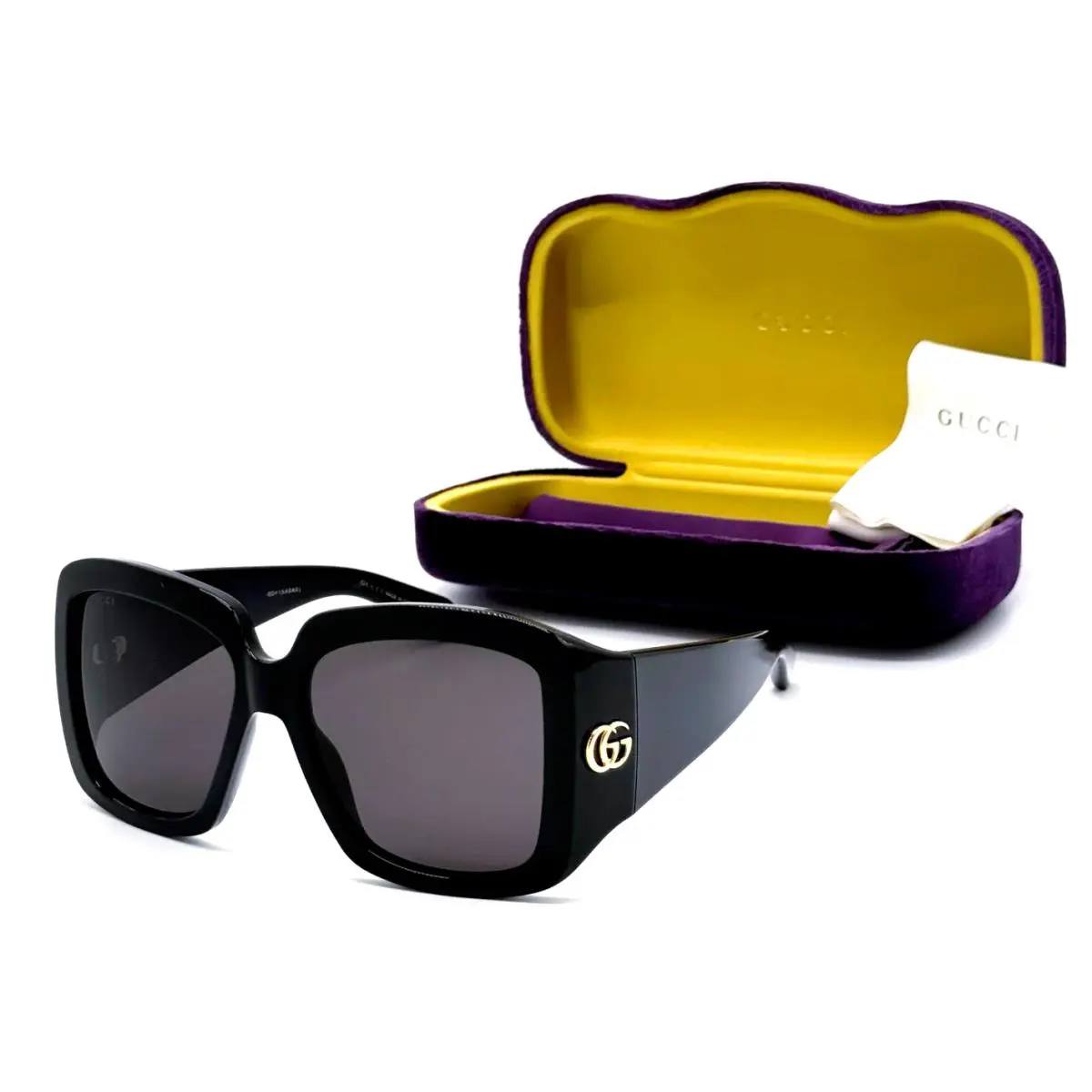 Gucci Sunglasses GG1402S 001 55-16 130 Black Gold Frames with Grey Lenses