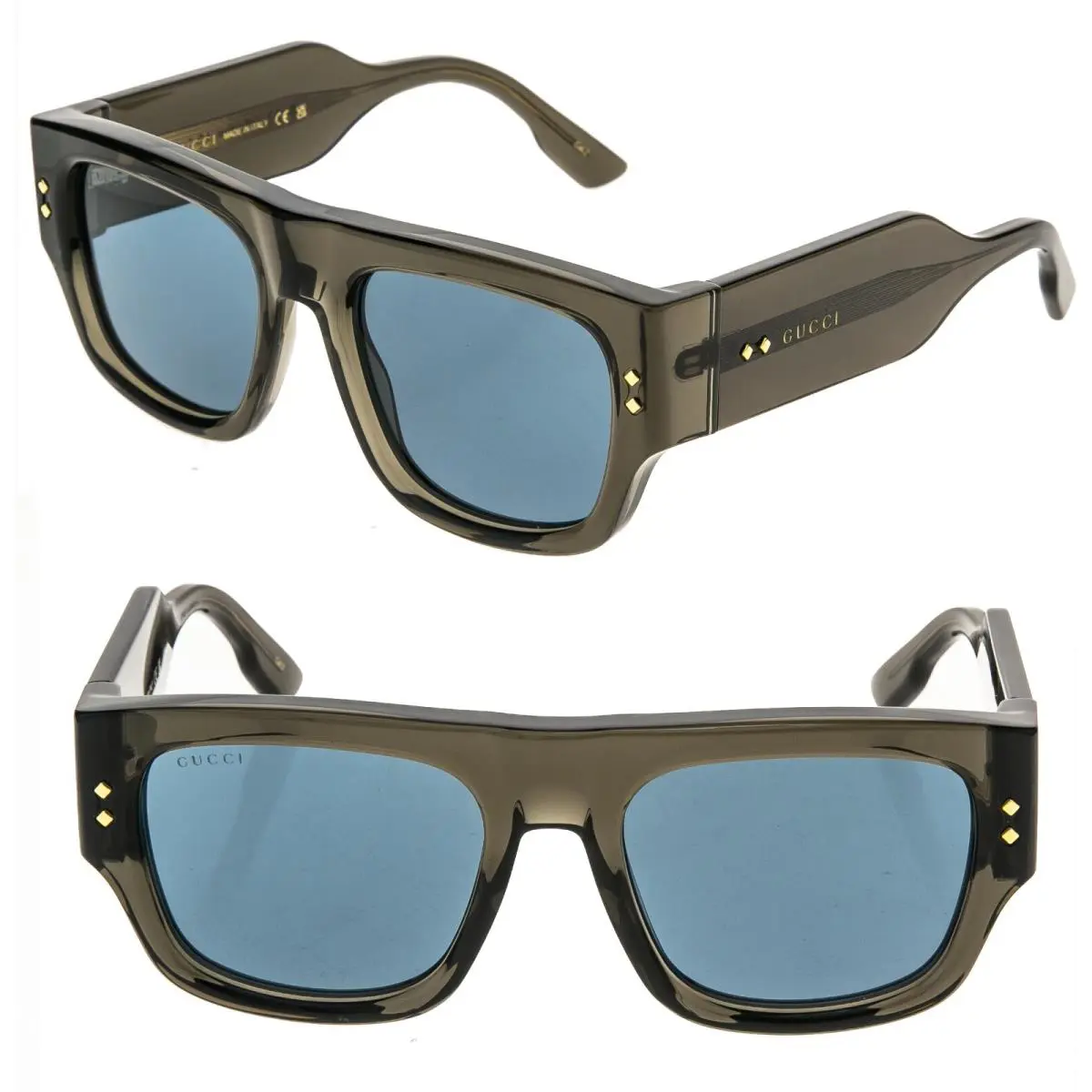 Gucci GG1262 Crystal Gray Blue Diamond 1262 Unisex Chunky Bold Sunglasses 003