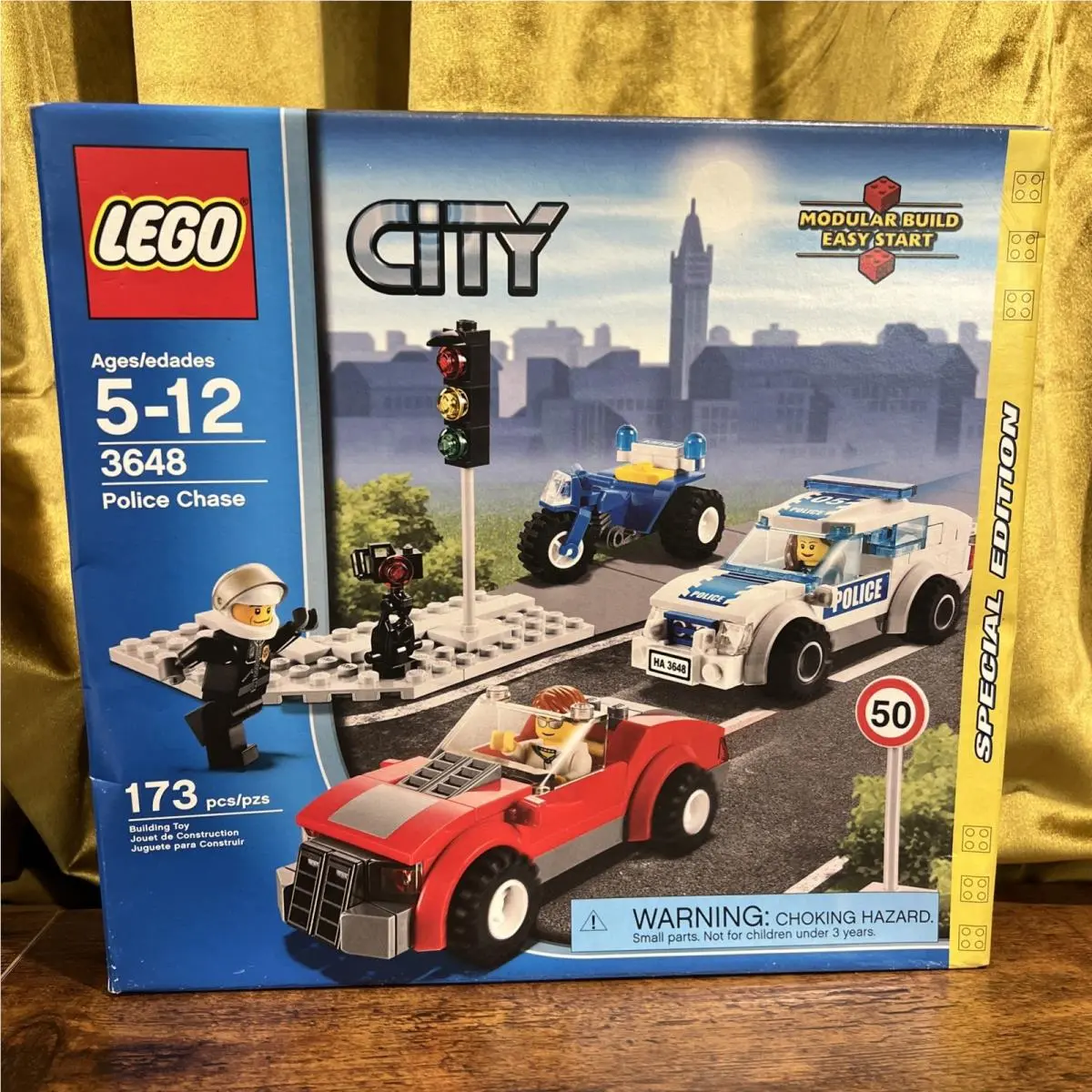 Lego City 3648 Police Chase Squad Car Red Convertible Atv Stoplight Town - Red
