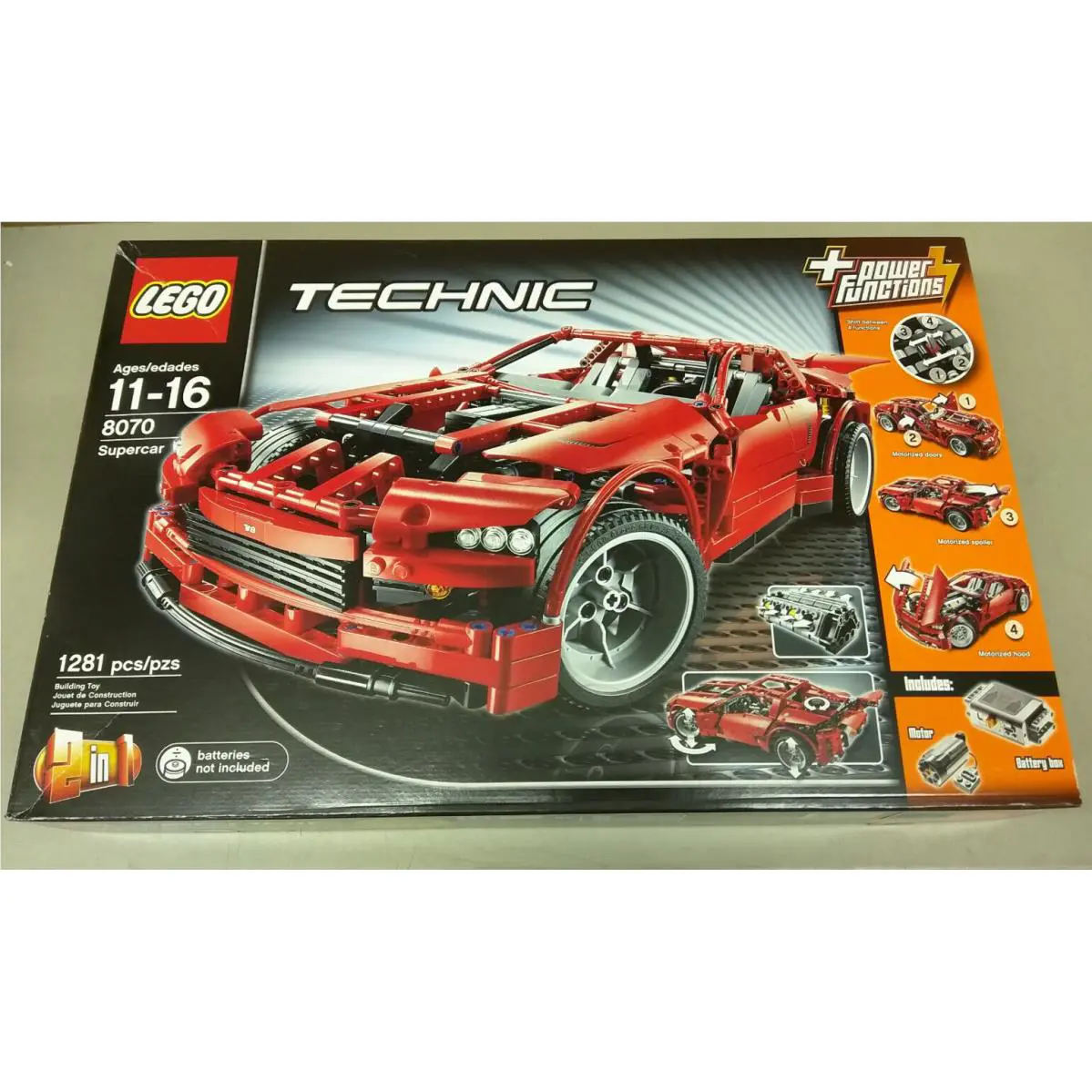Lego Technic 8070 Supercar 2-in-1 Red Sports Car Hot Rod Power Functions